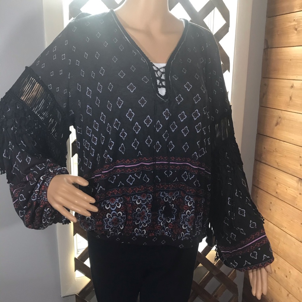 Free people black combo with fringe size L